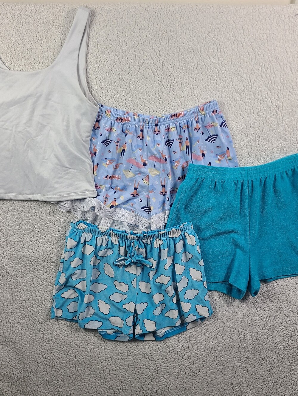 4 Pc Womens Pajama Lounge Bundle Lot Sleep Shorts Tank M L 10